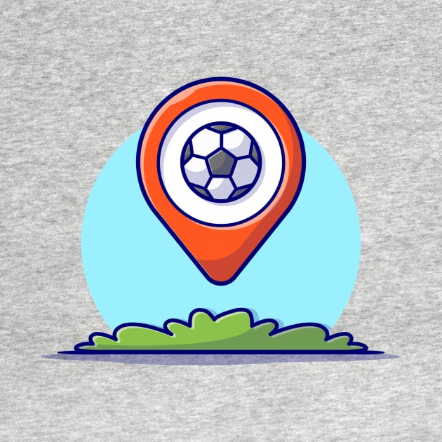 Location Map With Soccer Cartoon Vector Icon Illustration by Catalyst Labs